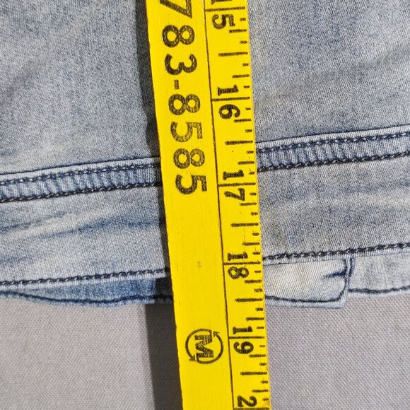 Parasuco jean jacket crop women's sz M hard washed denim blue distressed design - Picture 10 of 11